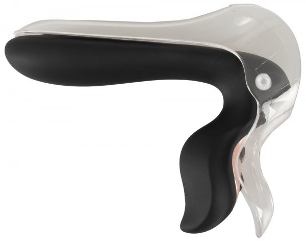 Bad Kitty Vibro-Spekulum mit LED – schwarz-transparent, geschlossen