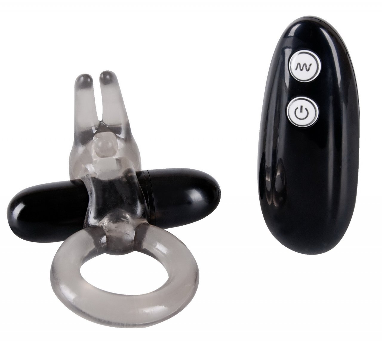 Cockring Ø 3 cm con uovo vibro e braccio stimolatore del clitoride