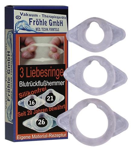 Fröhle anelli per il pene in confezione da 3 16 mm, 21 mm e 26 mm Fröhle anelli per il pene in confezione da 3 16 mm, 21 mm e 26 mm