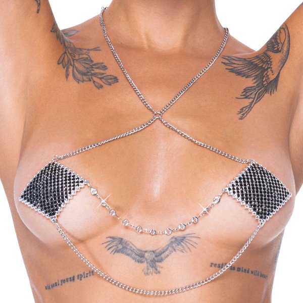 Gioielli per capezzoli in argento con collana