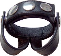 Cockstrap in pelle con separatore di testicoli