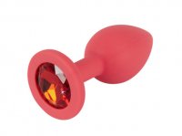 Anteprima: Roter Analplug mit Schmuckstein