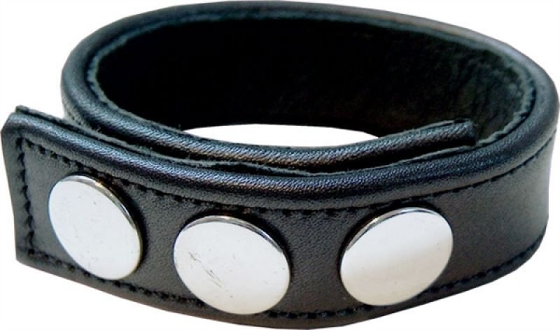 Cinturino in pelle nera con bottoni a pressione Cinturino in pelle nera con bottoni a pressione