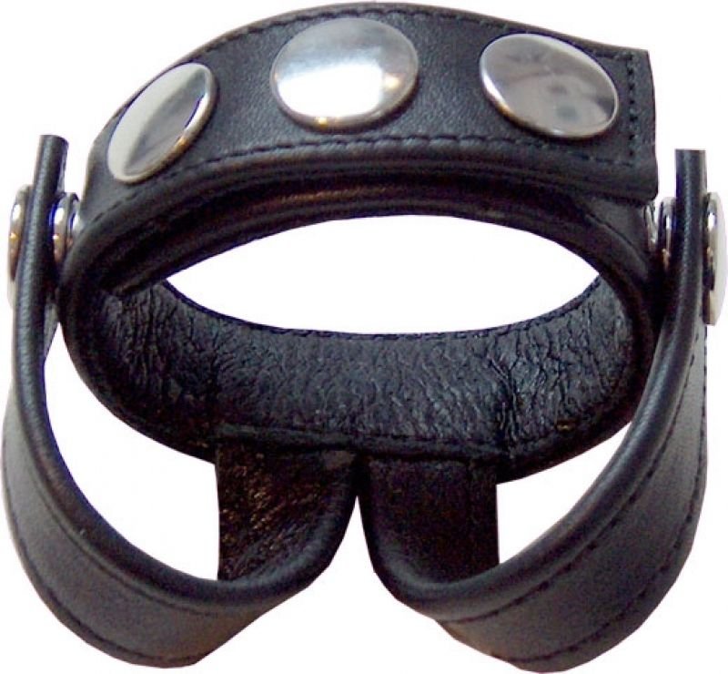 Cockstrap in pelle con separatore di testicoli Cockstrap in pelle con separatore di testicoli