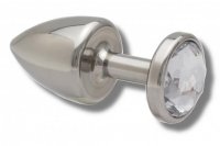 Anteprima: Buttplug 30 mm aus Edelstahl Kristall weiß