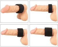 Anteprima: Drei dehnbare Hodenringe aus schwarzem Silikon